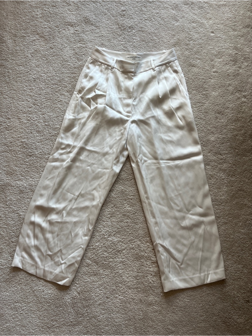 Aritzia White Cropped Wide-Leg Dress Pants